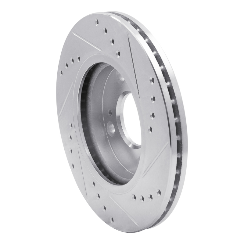 Ford Fiesta Brake Rotor (1) - Front Left - R1 Concepts - Drilled & Slotted - Silver - `11-`19